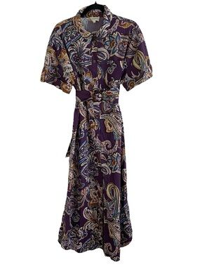Sezane Dora Dress in Purple Soffi Print FR 44